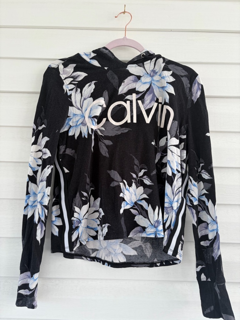 Calvin Klein Black and White Floral Hoodie